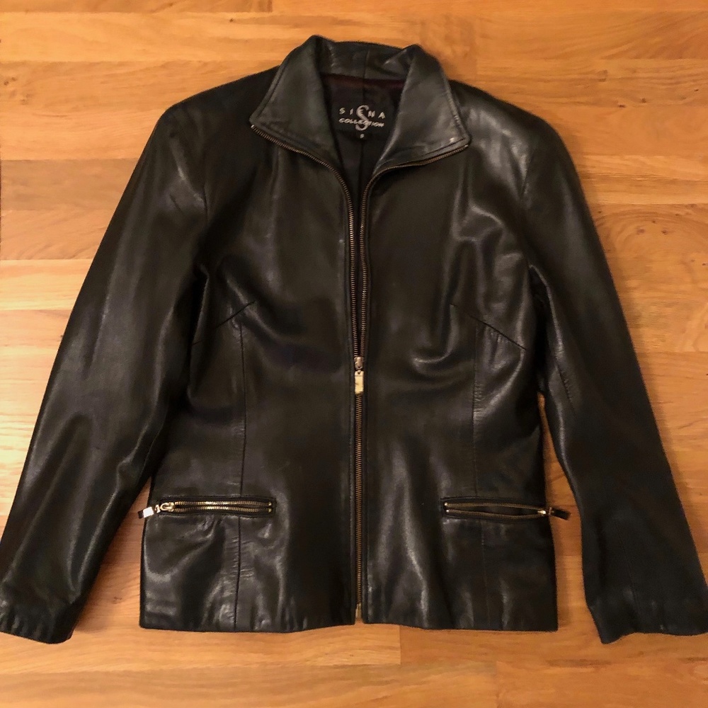 Black leather Zip Up Jacket